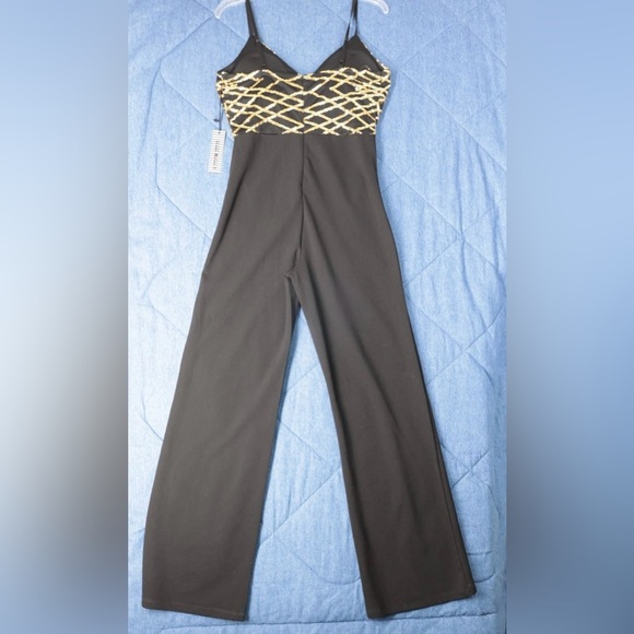 Haute Monde Jumpsuit Sequined Bodice Straight Leg NWT Date Night Rave Party Club - Picture 2 of 14